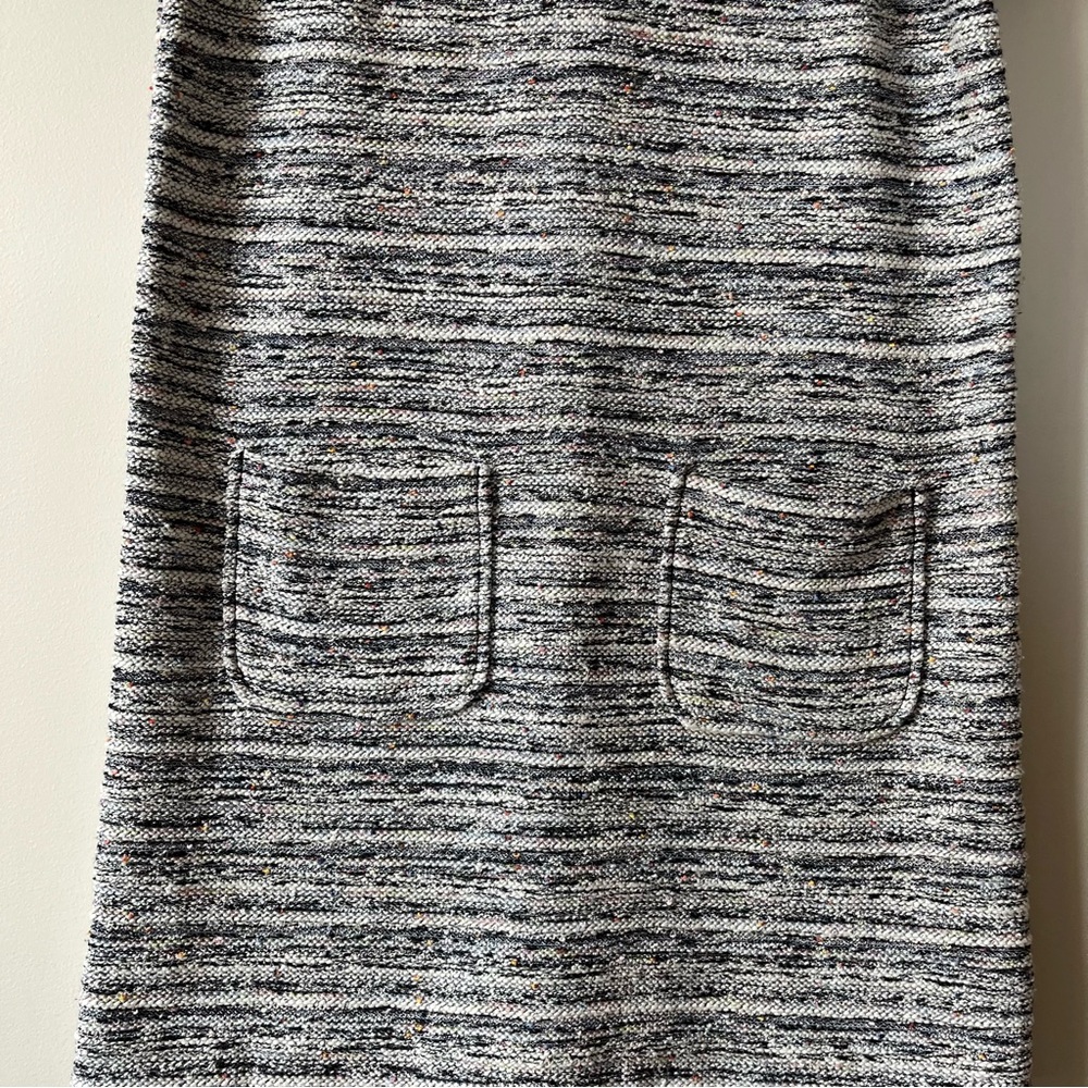 LOFT Petite Boucle Tweed Shift Dress Black White Pocket Mini SP - Picture 5 of 11